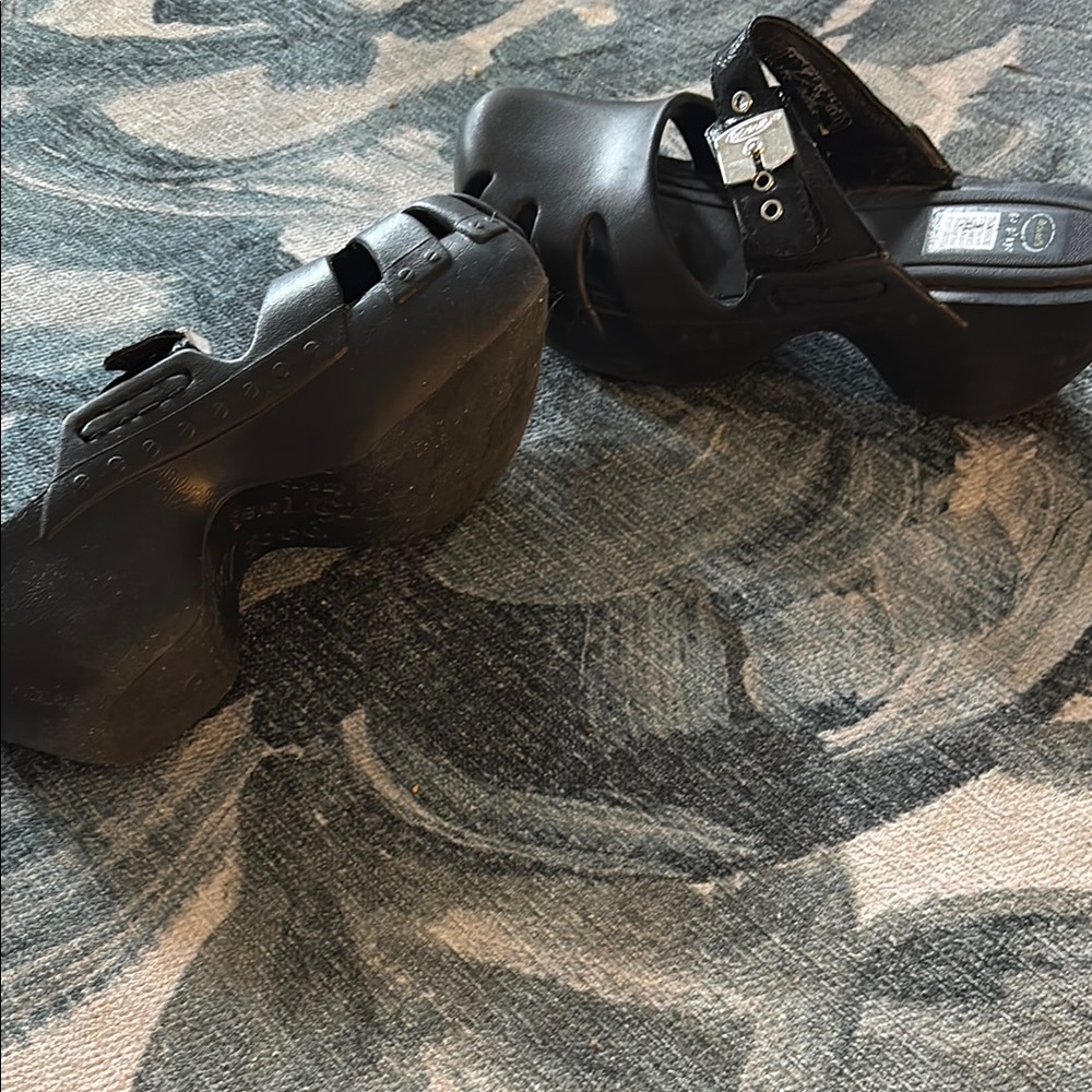 Black Clog Sandals with Buckle